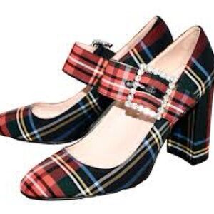 J. Crew Plaid Mary Jane Heels